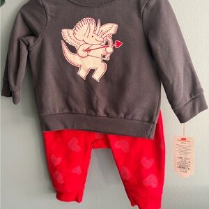 Gray and Red Kids Matching Set Valentine 3-6 mo baby